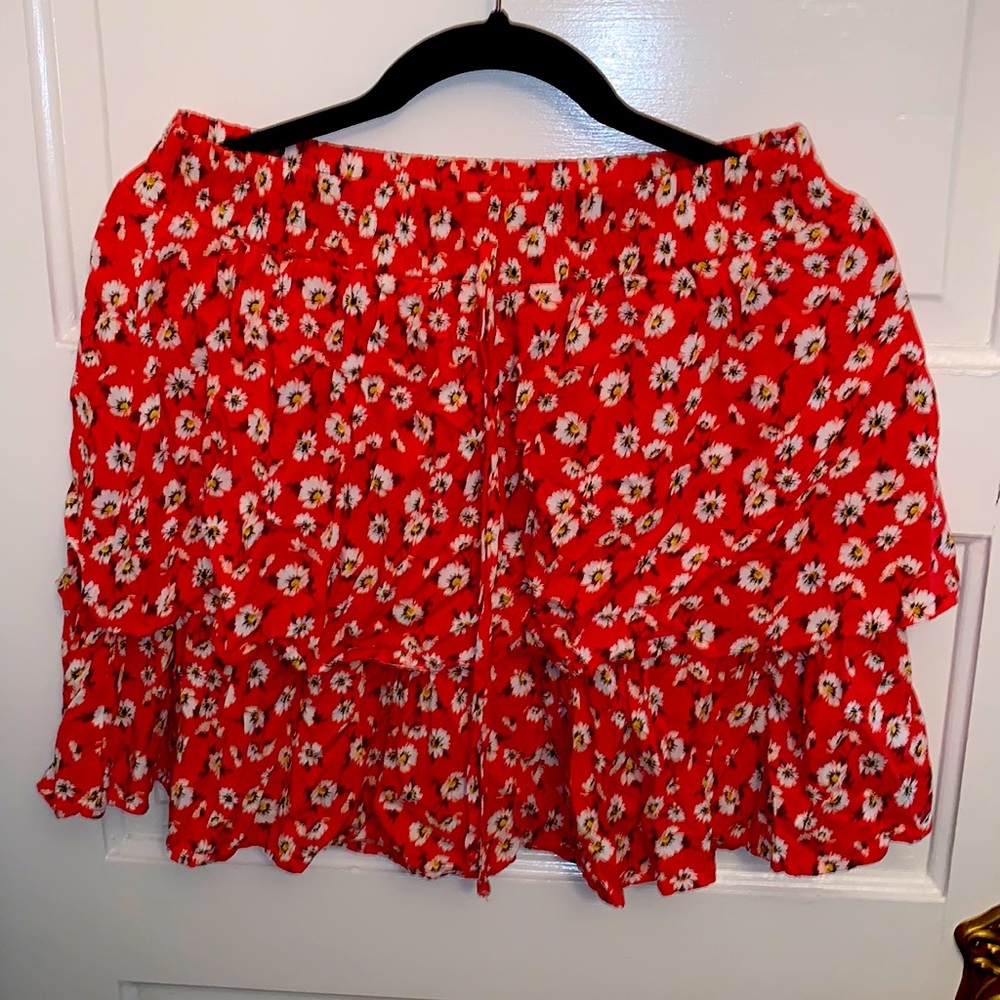 Gypsies & Moondust Flowy Coral Mini Skirt